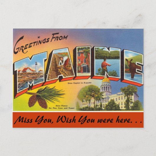 Greetings uit Maine Briefkaart (Voorkant)