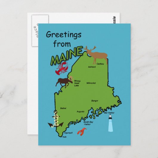 Greetings uit Maine Briefkaart (Voorkant / Achterkant)