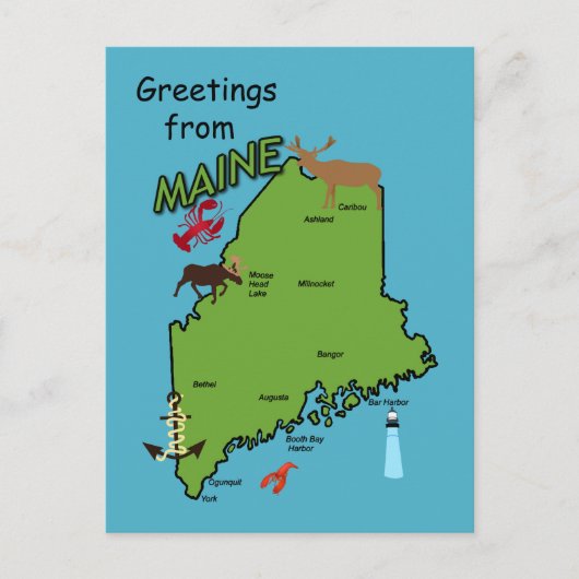 Greetings uit Maine Briefkaart (Voorkant)
