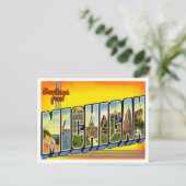 Greetings uit Michigan Vintage Travel Briefkaart (Staand voorkant)