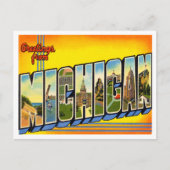 Greetings uit Michigan Vintage Travel Briefkaart (Voorkant)