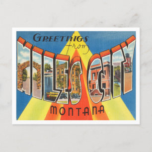 Greetings uit Miles City, Montana Vintage Travel Briefkaart