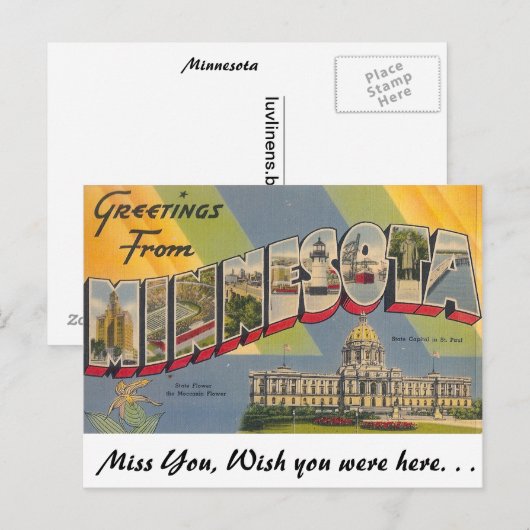 Greetings uit Minnesota Briefkaart (Voorkant / Achterkant)