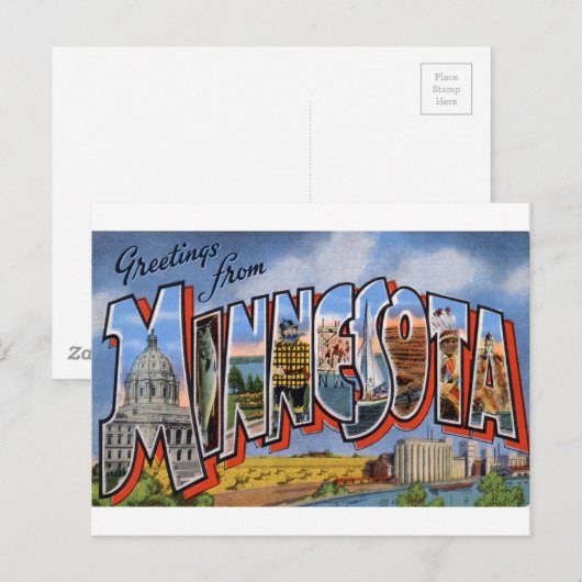 Greetings uit Minnesota Briefkaart (Voorkant / Achterkant)