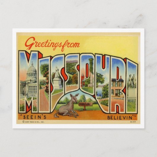 Greetings uit Missouri Briefkaart (Voorkant)