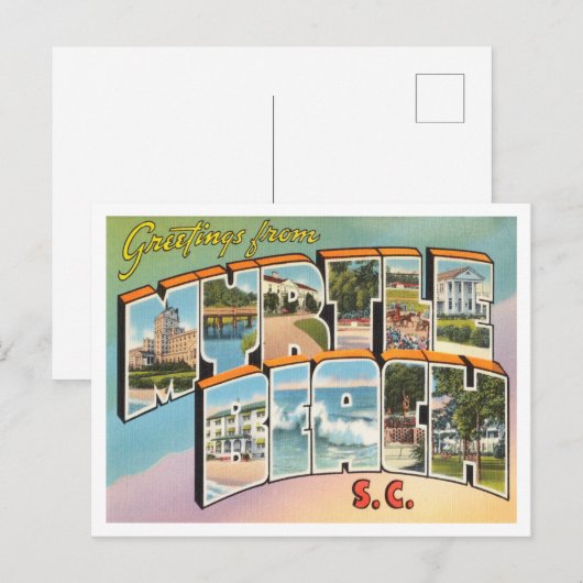 Greetings uit Myrtle Beach, South Carolina Travel Briefkaart (Voorkant / Achterkant)