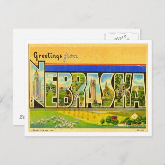Greetings uit Nebraska Briefkaart (Voorkant / Achterkant)