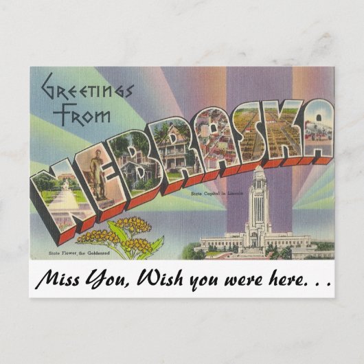 Greetings uit Nebraska Briefkaart (Voorkant)