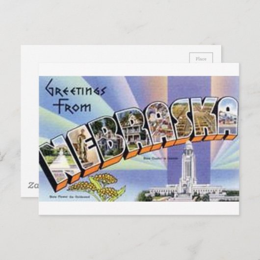 Greetings uit Nebraska Briefkaart (Voorkant / Achterkant)