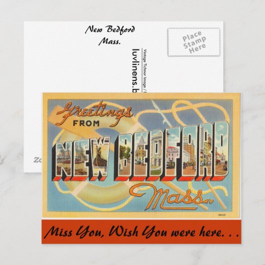 Greetings uit New Bedford Briefkaart (Voorkant / Achterkant)