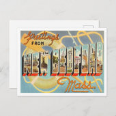 Greetings uit New Bedford, Massachusetts Travel Briefkaart (Voorkant / Achterkant)