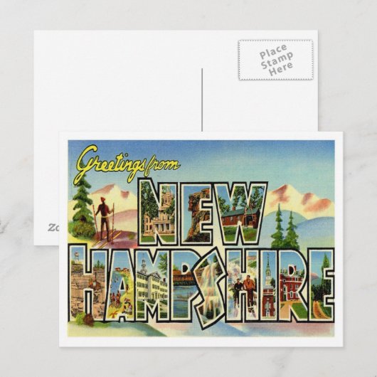 Greetings uit New Hampshire Briefkaart (Voorkant / Achterkant)