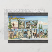 Greetings uit New Hampshire, Vintage Briefkaart (Voorkant / Achterkant)