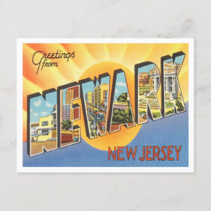 Greetings uit Newark, New Jersey Vintage Travel Briefkaart