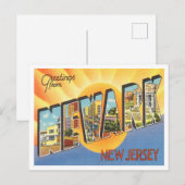 Greetings uit Newark, New Jersey Vintage Travel Briefkaart (Voorkant / Achterkant)