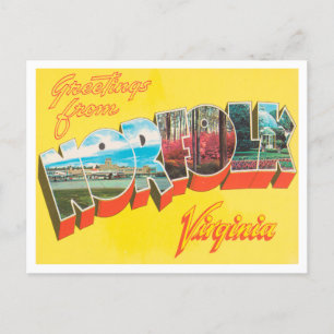 Greetings uit Norfolk, Virginia Vintage Travel Briefkaart