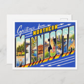 Greetings uit Northern Minnesota Vintage Travel Briefkaart (Voorkant / Achterkant)