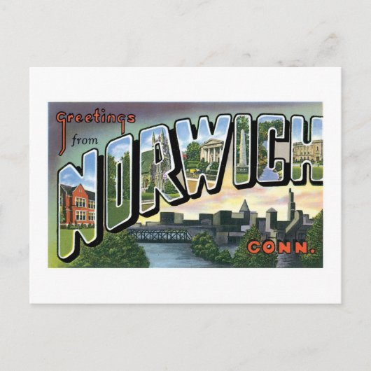 Greetings uit Norwich, Connecticut Briefkaart (Voorkant)
