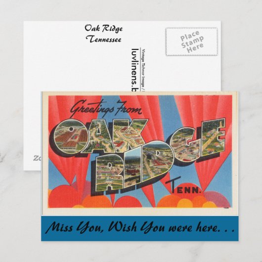 Greetings uit Oak Ridge Briefkaart (Voorkant / Achterkant)