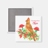 Greetings uit Ohio Cardinale State Bird Magneet (Voorkant / Achterkant)