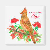 Greetings uit Ohio Cardinale State Bird Magneet (Voorkant)