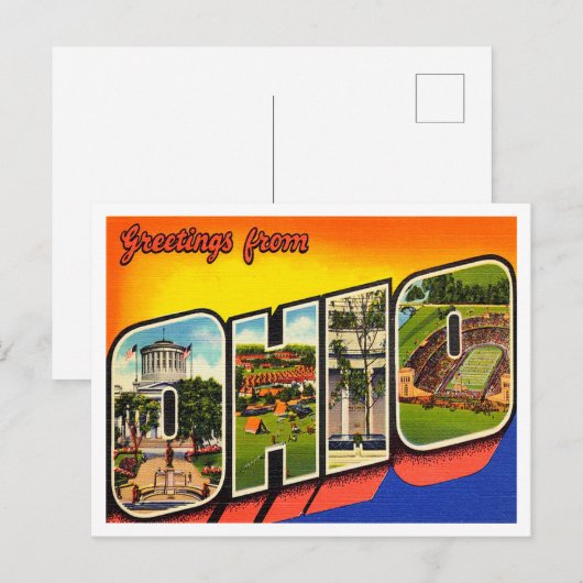 Greetings uit Ohio Vintage Travel Briefkaart (Voorkant / Achterkant)