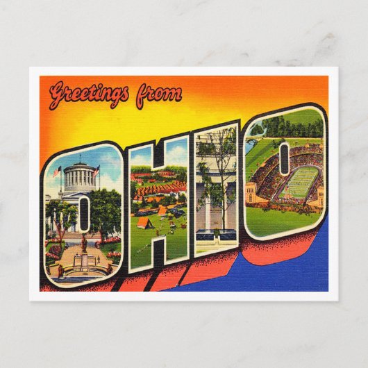 Greetings uit Ohio Vintage Travel Briefkaart (Voorkant)