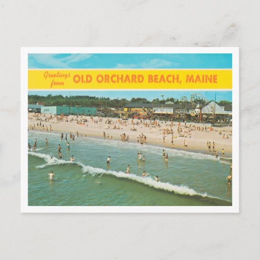 Greetings uit Old Orchard Beach, Maine Travel Briefkaart (Voorkant)