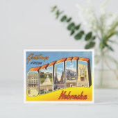 Greetings uit Omaha, Nebraska Vintage Travel Briefkaart (Staand voorkant)