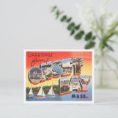 Greetings uit Onset Bay, Massachusetts Travel Briefkaart (Staand voorkant)