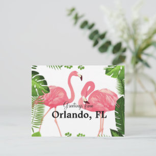 Greetings uit Orlando, FL-roze flamingos Briefkaart