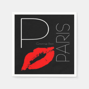 Greetings uit Parijs Red Lipstick Kiss Servet