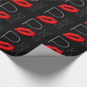 Greetings uit Paris Red Lipstick Kiss Black Cadeaupapier (Hoek)