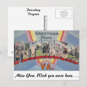 Greetings uit Petersburg, Virginia Briefkaart (Voorkant / Achterkant)