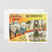 Greetings uit Richmond, Virginia Vintage Travel Briefkaart (Voorkant / Achterkant)
