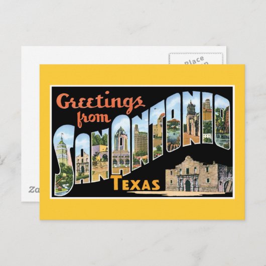 Greetings uit San Antonio Texas Briefkaart (Voorkant / Achterkant)