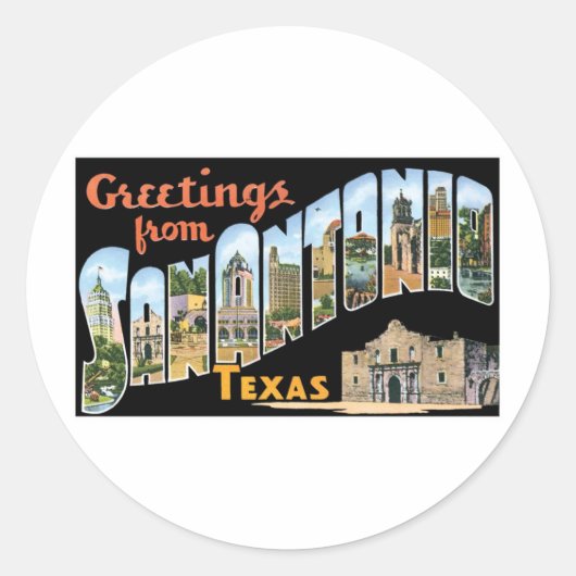 Greetings uit San Antonio Texas Ronde Sticker (Voorkant)