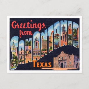 Greetings uit San Antonio, Texas Vintage Travel Briefkaart