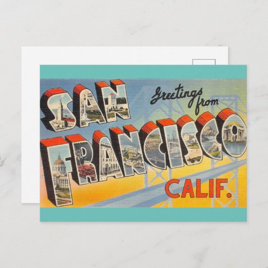 Greetings uit San Francisco Travel Briefkaart (Voorkant / Achterkant)