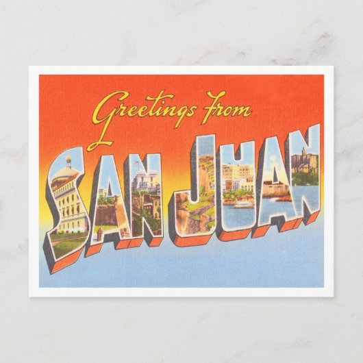 Greetings uit San Juan, Puerto Rico Travel Briefkaart (Voorkant)