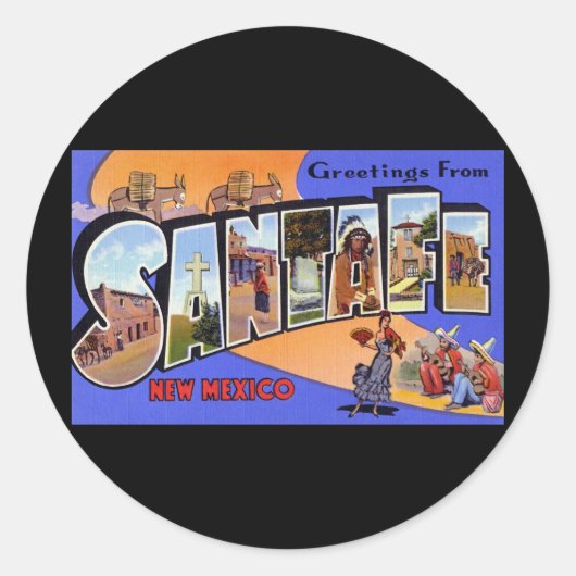Greetings uit Santa Fe New Mexico Ronde Sticker (Voorkant)