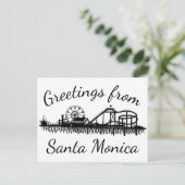 Greetings uit Santa Monica California CA Pier Briefkaart (Staand voorkant)