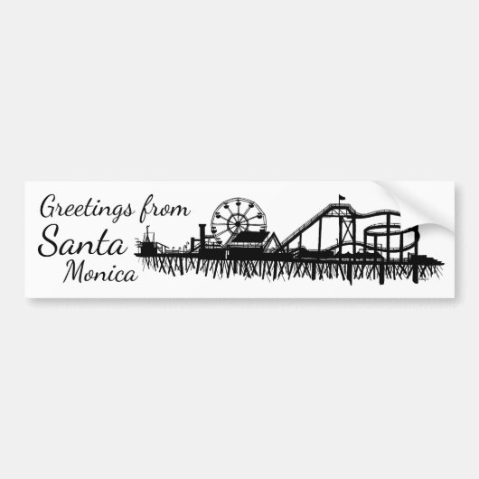 Greetings uit Santa Monica California CA Pier Bumpersticker (Voorkant)