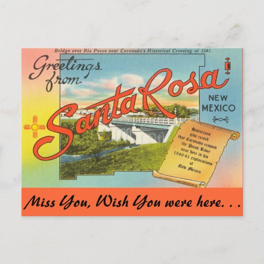 Greetings uit Santa Rosa Briefkaart (Voorkant)