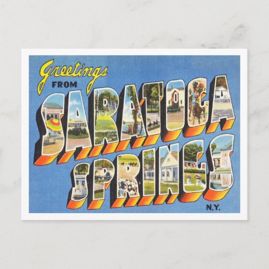 Greetings uit Saratoga Springs, New York Travel Briefkaart (Voorkant)
