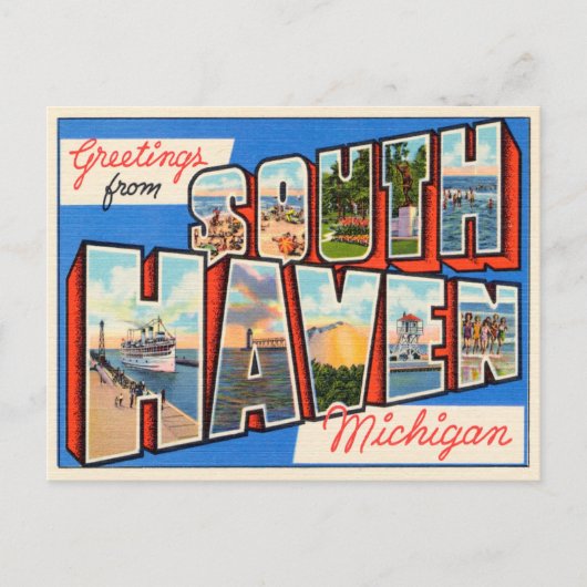 Greetings uit South Haven, Michigan Travel Briefkaart (Voorkant)