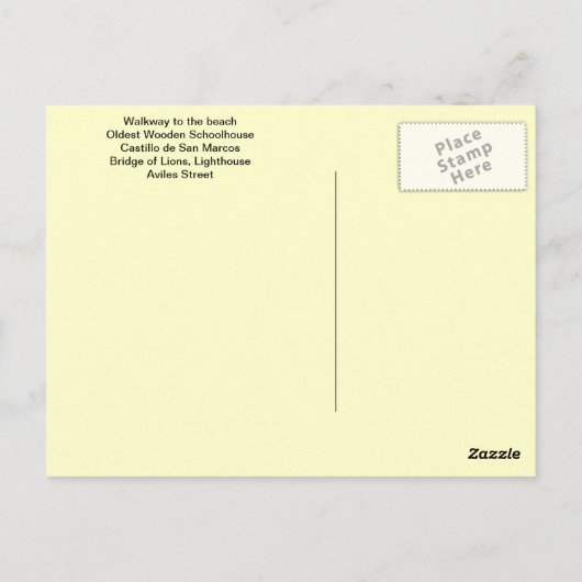 Greetings uit St. Augustine, Florida Briefkaart (Achterkant)