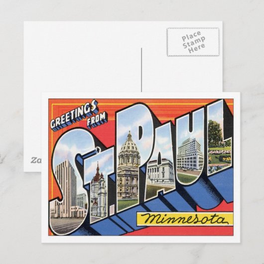 Greetings uit St.Paul Minnesota Briefkaart (Voorkant / Achterkant)