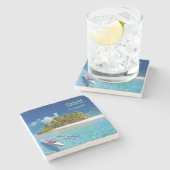 Greetings uit Tahiti Stenen Onderzetter (Zijkant)