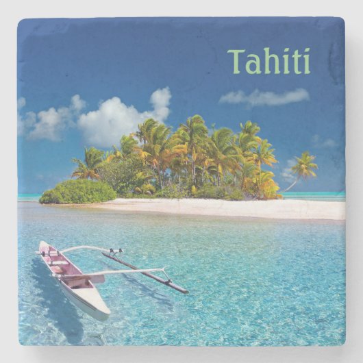 Greetings uit Tahiti Stenen Onderzetter (Voorkant)